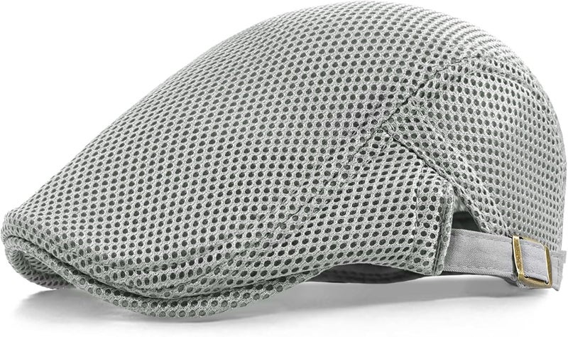 Xinveen Men's Mesh Cap Breathable Summer Newsboy Hat Adjustable Beret Ivy Cap Irish Cabbie Driving Hunting Hats - Image 1